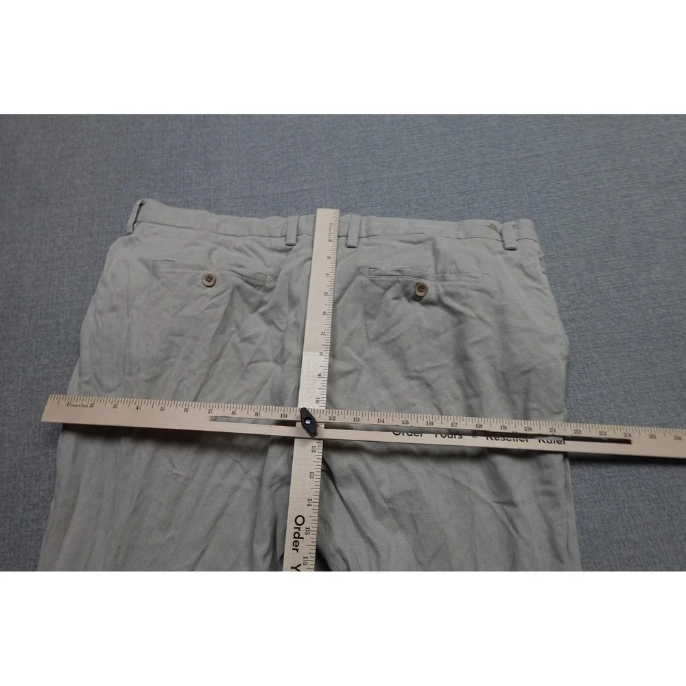 Tommy Bahama Linen Chino Pants Mens 42x24 Beige Relaxed Fit Herringbone Beach